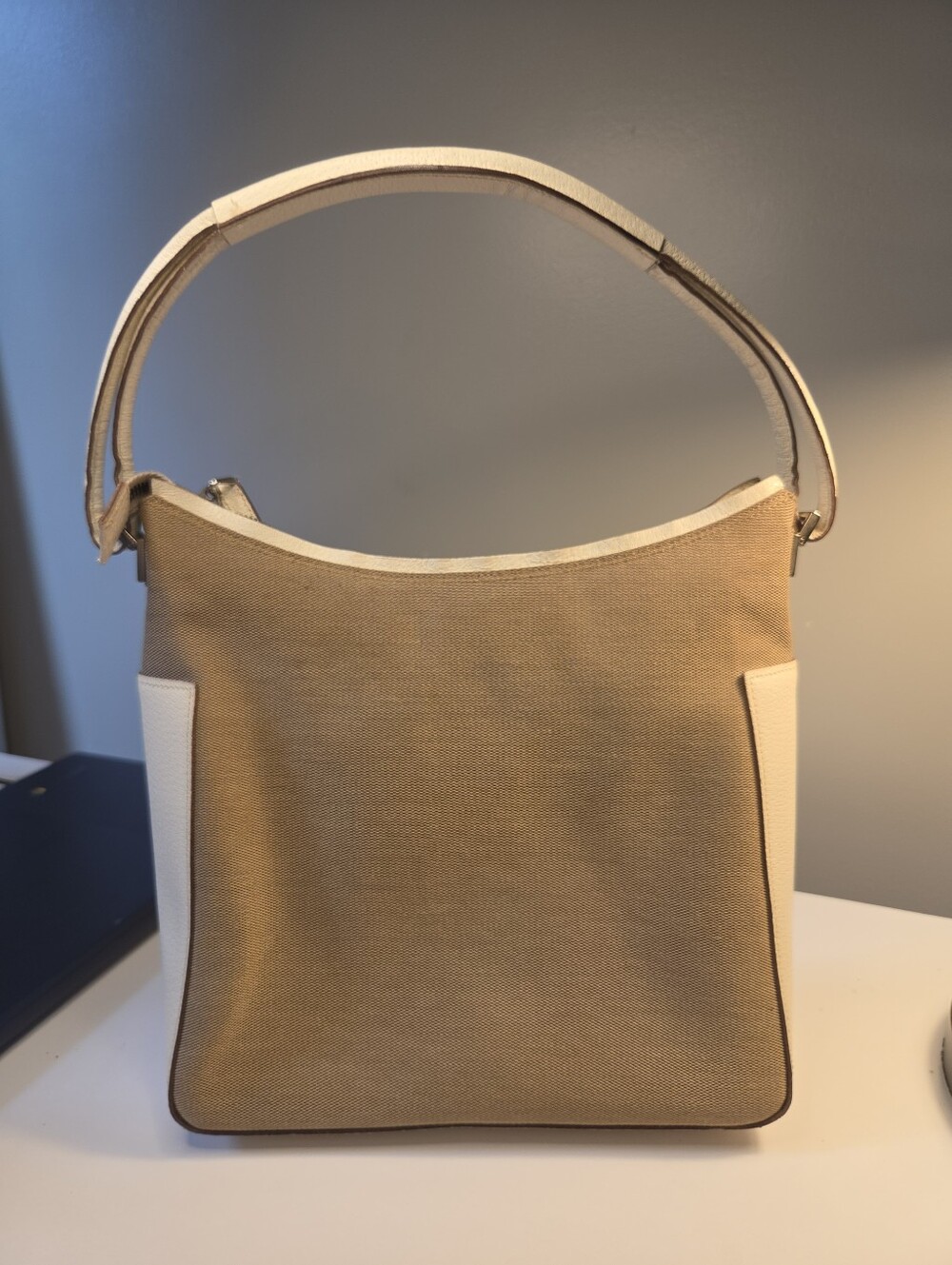 Gucci Vintage Canvas Beige Shoulder Bag Beautiful Authentic